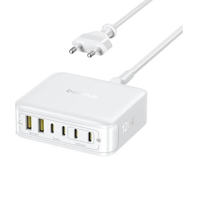 BASEUS Statie incarcare Baseus EnerFill FH21 120W, 4x USB-C, 2x USB-A, Alb