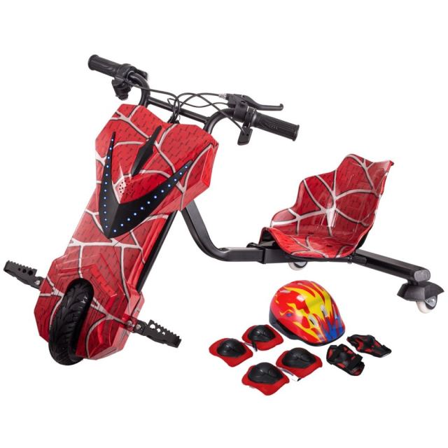 Vehicul electric pentru copii Drift 360 KidsCare E400Big Rosu, motor 250W, viteza 20 kmh, baterie 36V 3.6Ah, lumini LED, kit de protectie inclus