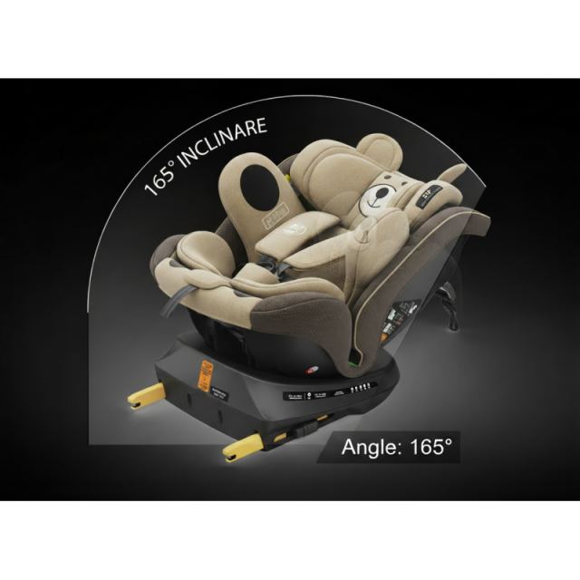 Scaun auto Buf Boof P100 UrsCoffee, i-size R129, rotativ 360, isofix, 40-150 cm, 0-36 kg