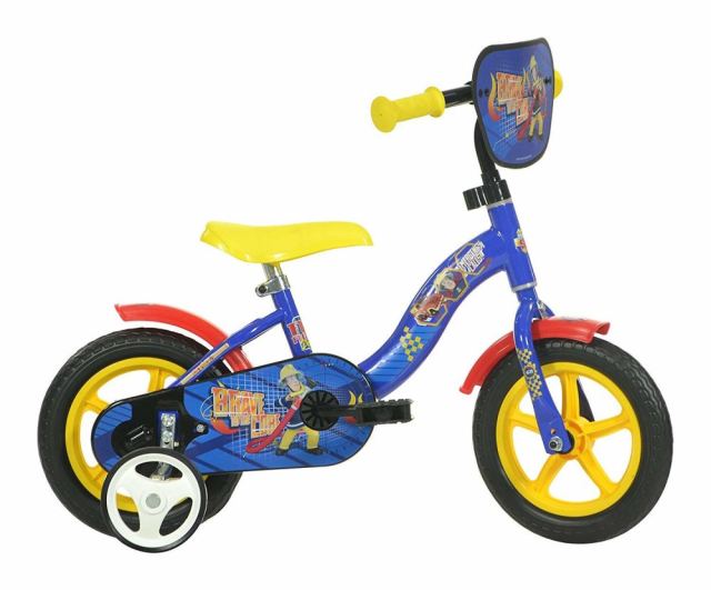 Bicicleta pentru copii Dino Bikes Pompierul Sam, roti 10 inch, inaltime utilizator 78-107 cm, greutate suportata 30 kg