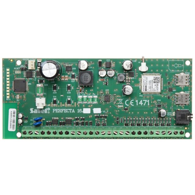 Centrala alarma antiefractie Satel PERFECTA 16, 2 partitii, 8-16 zone, 4-12 iesiri, 15 utilizatori