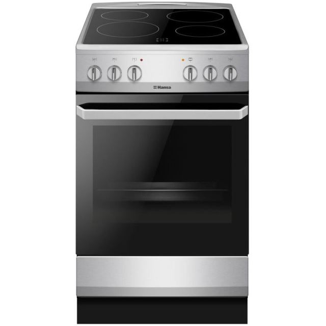 hansa Aragaz Hansa FCCS56069, Vitroceramic, Electric, 4 zone de gatit, 62l, Heat Control, EasyClean, Supergrill, SteamCleaning, Clasa A, Inox