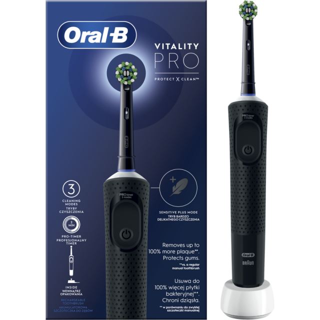 Oral-b Periuta de dinti Oral-B Vitality PRO, 3 moduri periaj, 1 capat inclus, Negru