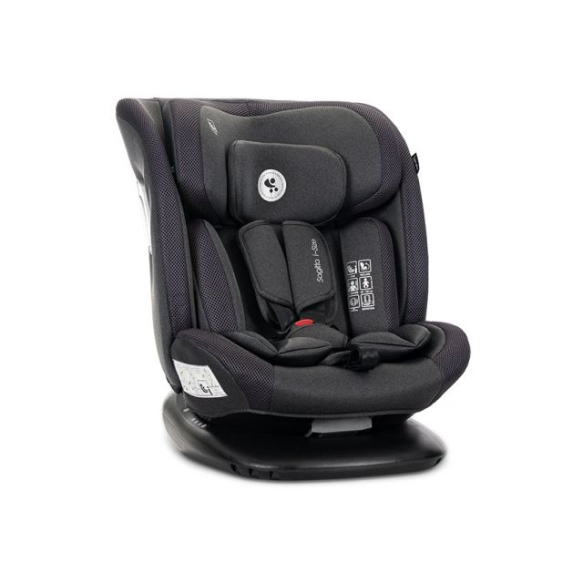 Scaun auto pentru copii Lorelli Sagitta Black cu isofix, i-Size, rotativ 360, protectie laterala SPS, spatar reglabil, 0-12 ani, 40-150 cm, SPS