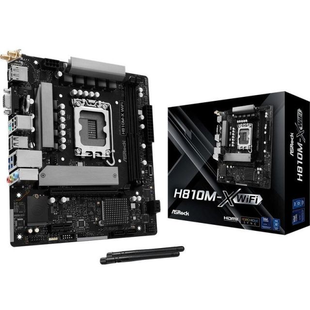 ASROCK Placa de baza ASRock H810M-X WiFi, Intel H810, LGA 1851, mATX, DDR5