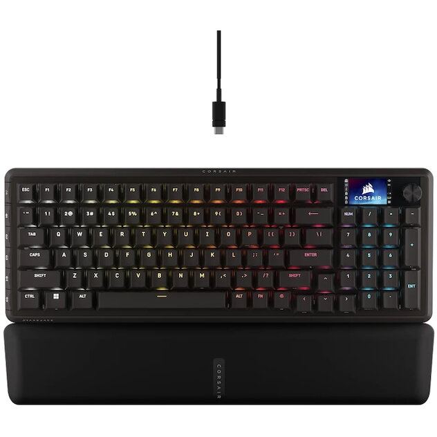 CORSAIR Tastatura mecanica gaming Corsair VANGUARD 96, 2.4GHz Wireless/Bluetooth®, LCD, Integrare Elgato Stream Deck, Negru