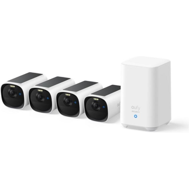 eufy Kit supraveghere video eufyCam E40, 2K HD, Incarcare solara, MaxColour Vision, Homebase 2 + 4 camere video