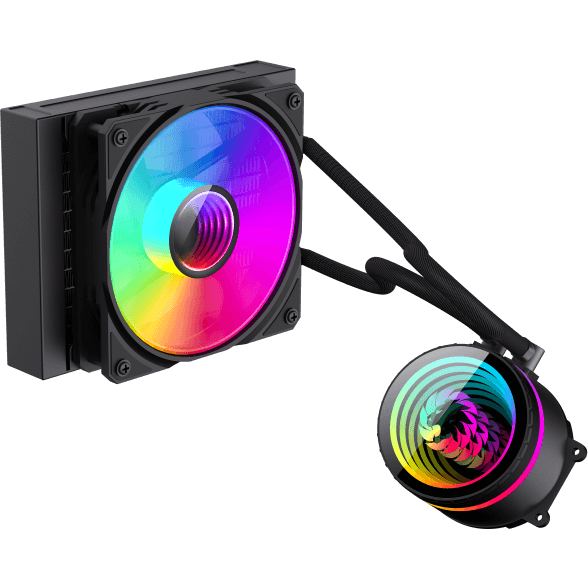 Gamemax Cooler Procesor Gamemax ICEBURG 120, Compatibil Intel / AMD, Racire lichid, Iluminare ARGB, Display, Negru