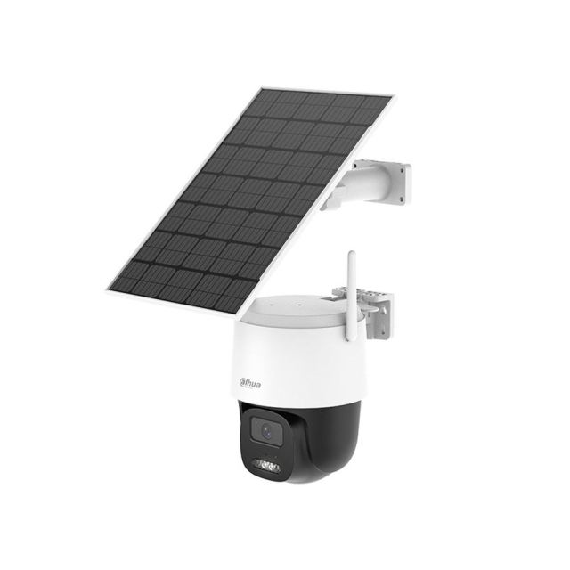 Camera supraveghere exterior cu panou solar si iluminare duala  WiFi 6 PT Dahua BP5E, 5 MP, 3.6 mm, IR/lumina alba 30/20 m, detectie persoane si vehicule, acumulator 36 Wh, microfon si difuzor, alarma, slot card