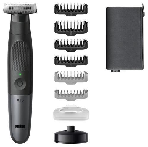 Aparat hibrid de barbierit si tuns barba Braun Series X XT5300 Wet&Dry, Lama 4D, 6 piepteni, 1 capac de protectie, autonomie 45 minute, Husa ,Suport de incarcare (Negru)