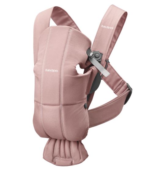 Marsupiu anatomic BabyBjorn Mini, cu pozitii multiple de purtare, Tesatura, Roz