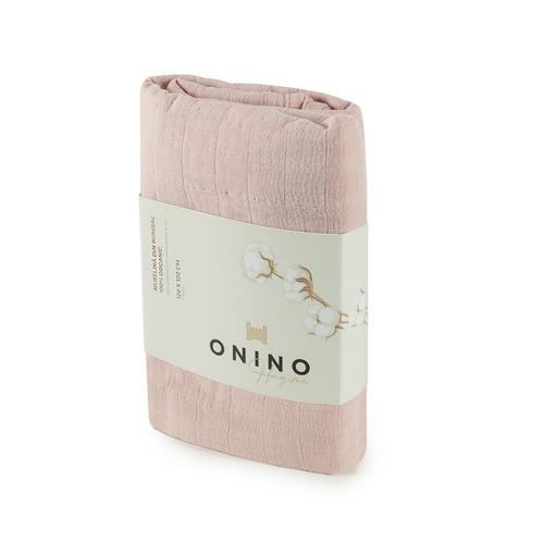 Muselina multifunctionala din bumbac 100% organic ONINO  HUG.me Warm Peach, 120 x 120 cm, certificata GOTS