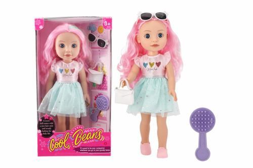 Papusa MomKi cu accesorii, 35cm, Roz