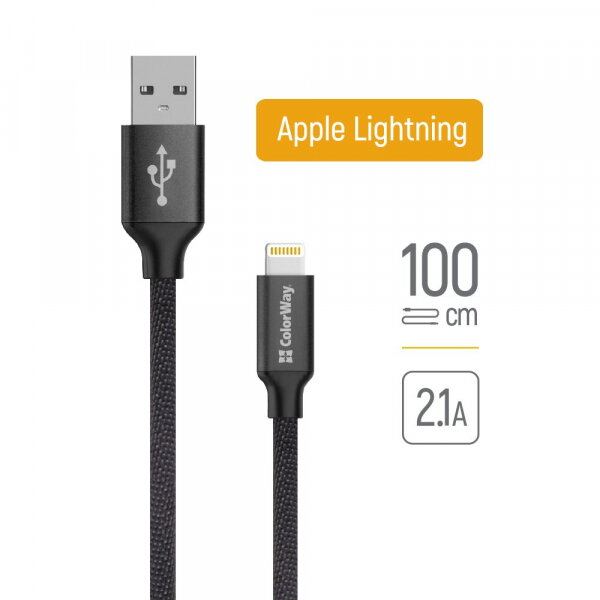 ColorWay Cablu Date si Incarcare USB-A - Lightning ColorWay CW-CBUL004, 18W, 1m, Negru