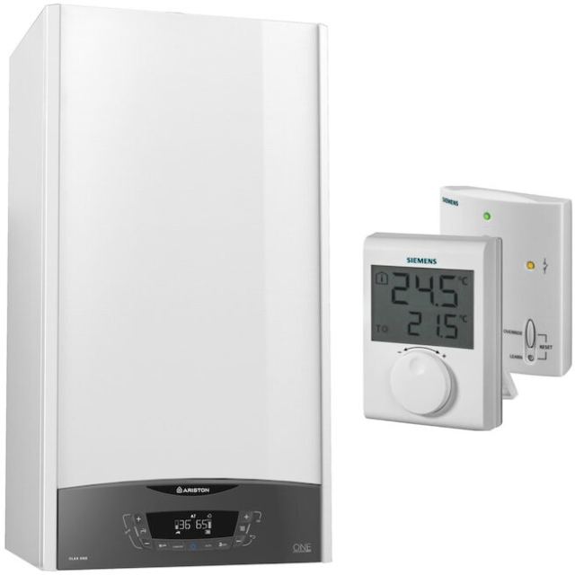 Ariston Centrala termica ARISTON Clas One in condensare 35 kW cu termostat SIEMENS wireless neprogramabil, kit evacuare inclus
