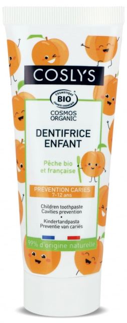 Pasta de dinti Bio pentru copii 7-12 ani cu piersici  Coslys 50 ml