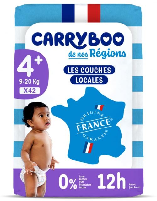Scutece C4+(9-20kg) fara parfum, marimea 4+ Carryboo 42 bucati