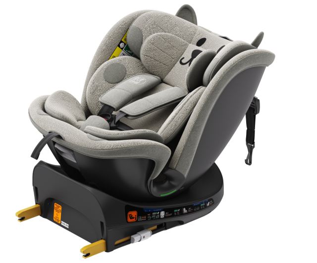 Scaun auto Buf Boof B-Joy Deluxe LightGreyCat iSize cu isofix, pozitie somn 155 grade, rotativ 360 grade, 40-150 cm