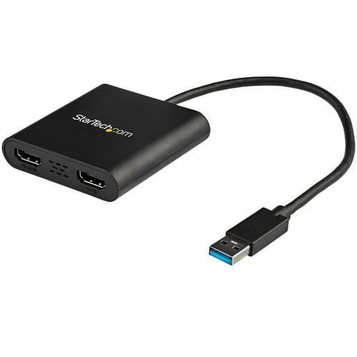 Adaptor Startech USB 3.0 la Dual HDMI, 1x 4K 30Hz & 1x 1080p, External Video & Graphics Card, Display Adapter, Windows 7/8/10, Negru