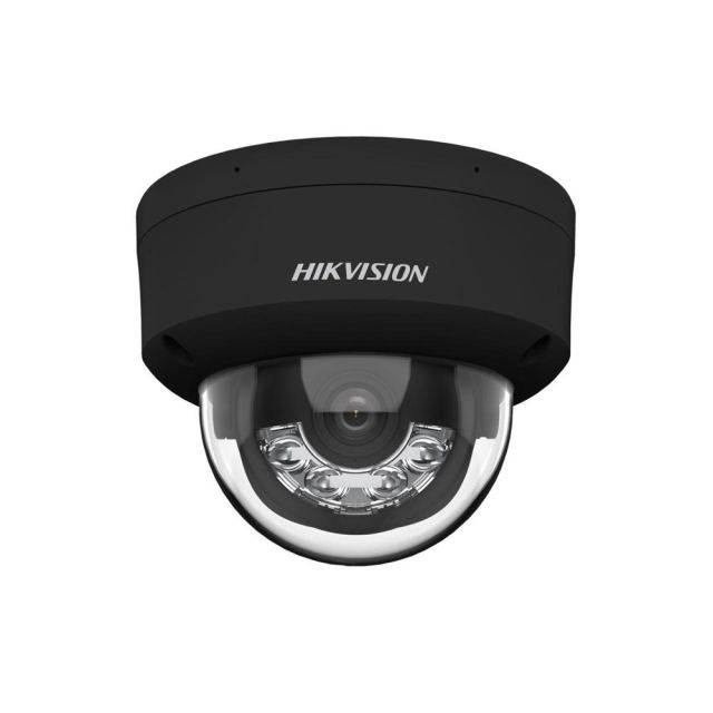 Camera supraveghere exterior IP Dome cu iluminare duala Hikvision AcuSense DS-2CD2143G2-LIS2U, 4 MP, 2.8 mm, IR/lumina alba 30 m, microfon dual, slot card, PoE, negru