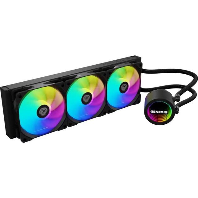 Genesis Cooler Procesor GENESIS HYDRIA 360 ARGB, 3 ventilatoare ARGB, Viteza 500-1550 RPM, AMD si Intel, Negru
