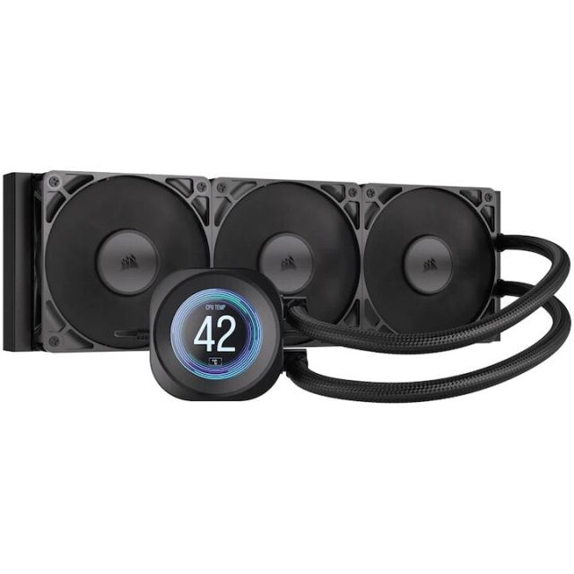 CORSAIR Cooler procesor Corsair NAUTILUS LCD, 360 mm, racire cu lichid, viteza 420 – 2100 RPM, negru