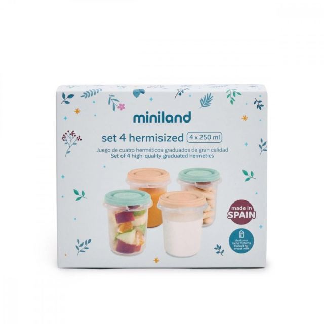Set 4 recipiente ermetice pentru stocare hrana Dreamland 250 ml
