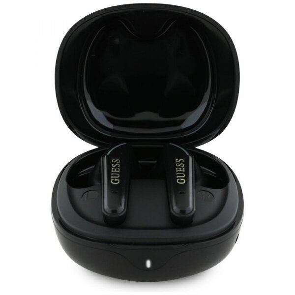 Guess Casti True Wireless Guess Flat Classic Logo Electroplated, Bluetooth, Negru