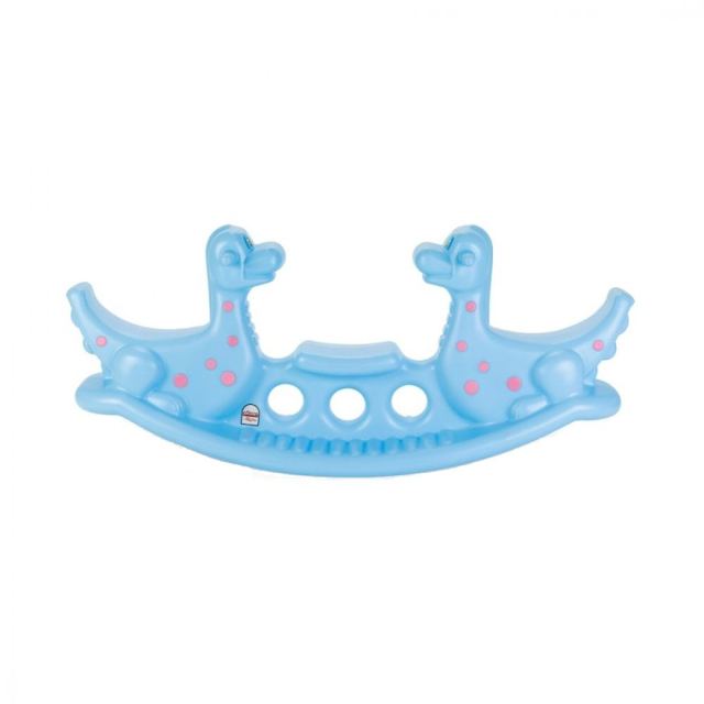 Balansoar pentru 3 copii Dino Seesaw Albastru, utilizare interiorexterior, greutate admisa 50 kg, dimensiune 140x39x58 cm