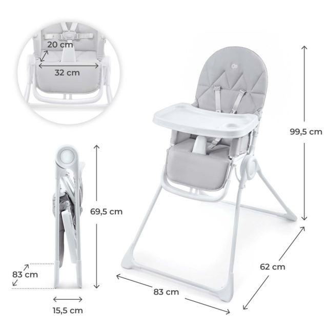 Scaun de masa pentru copii Kinderkraft Binci Light Grey