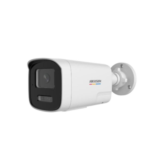 Camera supraveghere IP exterior cu iluminare duala Hikvision ColorVU DS-2CD1T47G2H-LIUF/SL, 4 MP, 4 mm, IR/lumina alba 50 m, microfon si difuzor, stroboscop, slot card, PoE