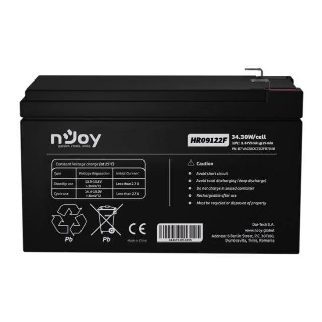 Acumulator VRLA AGM Njoy HR09122F, 12 V, 34.3 W / celula, 9A