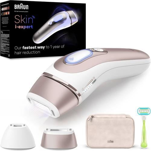Epilator IPL BRAUN Skin i-Expert Pro 7 PL7147, 400000 impulsuri, 10 viteze, 3 accesorii, SkinPro 2.0, retea (Alb/Bronz)