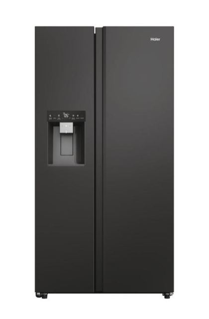 Side by Side Haier SBS 90 Seria 5 HSW59F18EIPT, 601 l, Clasa E, Display touch, Dispenser de apa si gheata, H 177 cm (Negru)