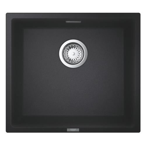 Chiuveta compozit Grohe K700U 31653AP0, 457x406 mm, montare sub blat, evacuare manuala, Kit montaj si evacuare inclus, Negru granit