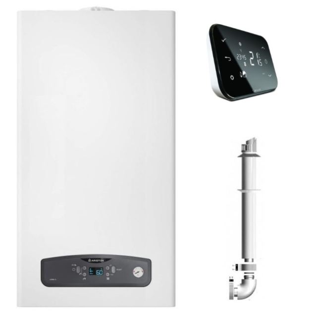 Centrala termica in condensatie Ariston Cares S 30 kW, kit evacuare inclus si Salus IT500 wifi termostat ambient cu control prin internet
