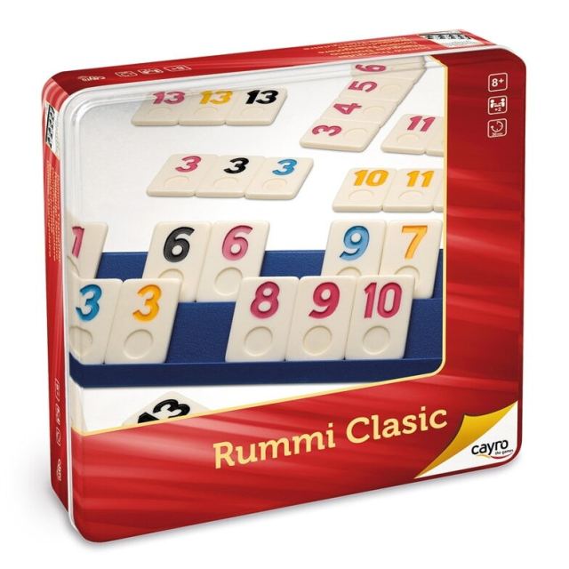 Cayro Joc Rummy Cayro, remi clasic in cutie metalica, varsta 4+ ani, Multicolor