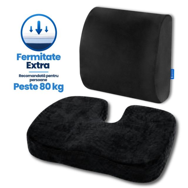 Set perna de sezut Suporto Extra coccis si perna lombara slim negru