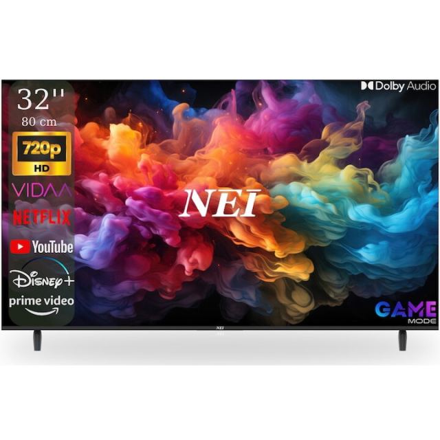 Nei Televizor NEI LED 32NE4901, Diagonala 80 cm, Rezolutie 1366 x 768, Smart, HD, Clasa E, Negru