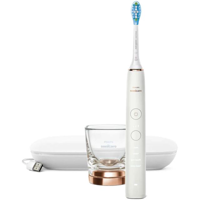 Philips Periuta de dinti Philips DiamondClean HX9911/94, Senzor de presiune, 4 moduri de periere, 3 intensitati, Bluetooth 4.0, Roz/Auriu