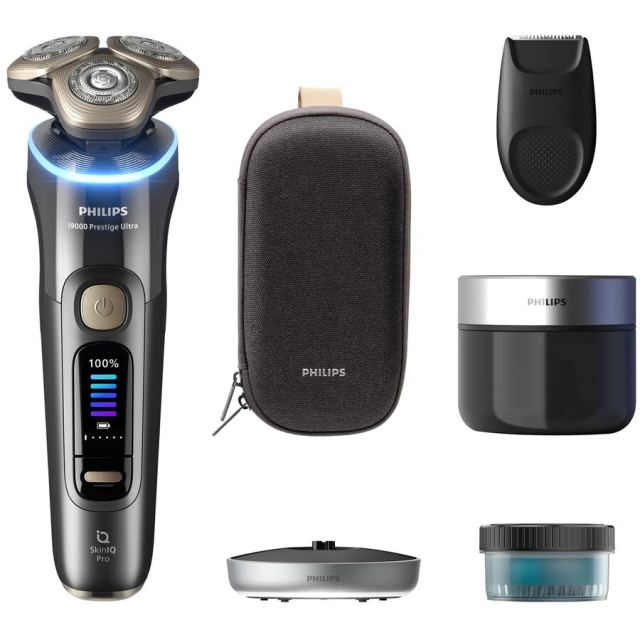 Philips Aparat de ras Philips i9000 Prestige Ultra XP9402/31, Wet&Dry, Ecran LCD, Bluetooth, Autonomie 60 minute, SkinIQ Pro, Gri