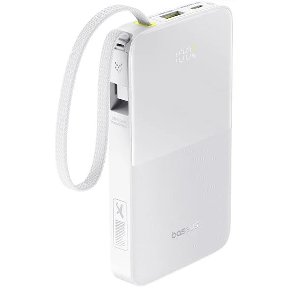 BASEUS Acumulator extern Baseus EnerFill FC51 Bipow2 Pro, Digital Display, 10.000 mAh, 22.5W, USB-C, USB-A, Alb