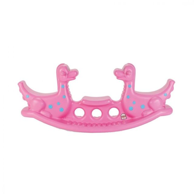 Balansoar pentru 3 copii Dino Seesaw Pink, utilizare interiorexterior, greutate admisa 50 kg, dimensiune 140x39x58 cm