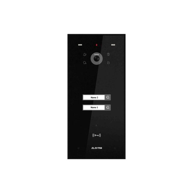 Videointerfon de exterior Electra VPH.02F03.ELBTL, 2 familii, montaj aparent, negru