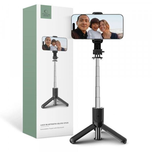 Tech-Protect Selfie Stick Bluetooth Tech-Protect L02S, Universal, Negru