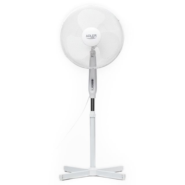 ADLER Ventilator cu picior Adler AD 7305, diametru 40 cm, 3 setari de viteza, baza stabila, putere niminala 45 W, putere maxima 90 W, Alb