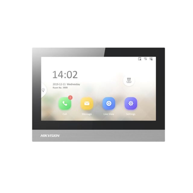Videointerfon de interior IP Hikvision DS-KH8380-WTE1, ingropat, 7-inch, slot card, PoE