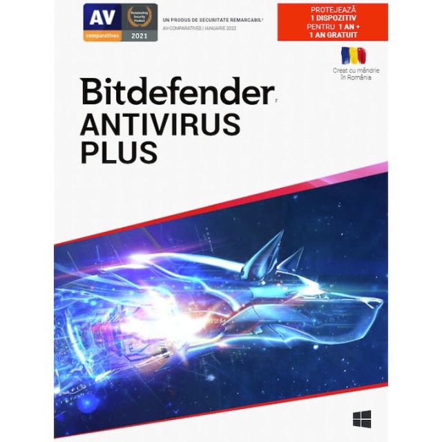 BitDefender Bitdefender Antivirus Plus, 1 dispozitiv, 1 an + 1 an gratuit, licenta retail