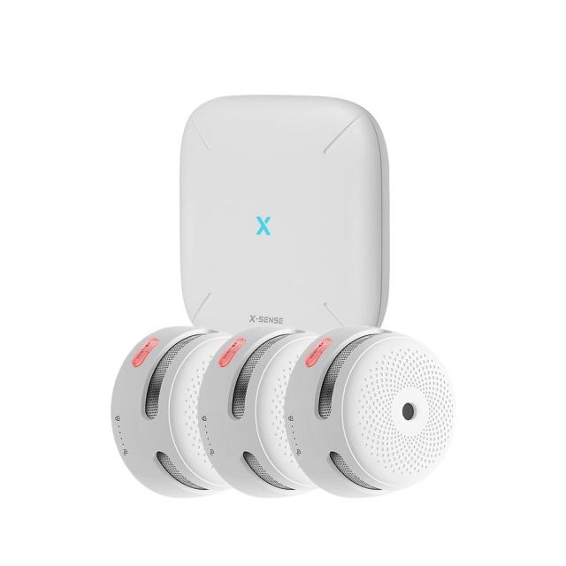 Kit wireless pentru detectarea fumului X-Sense SBS50+3XXS01-M, control aplicatie, WiFi, autonomie 5 ani