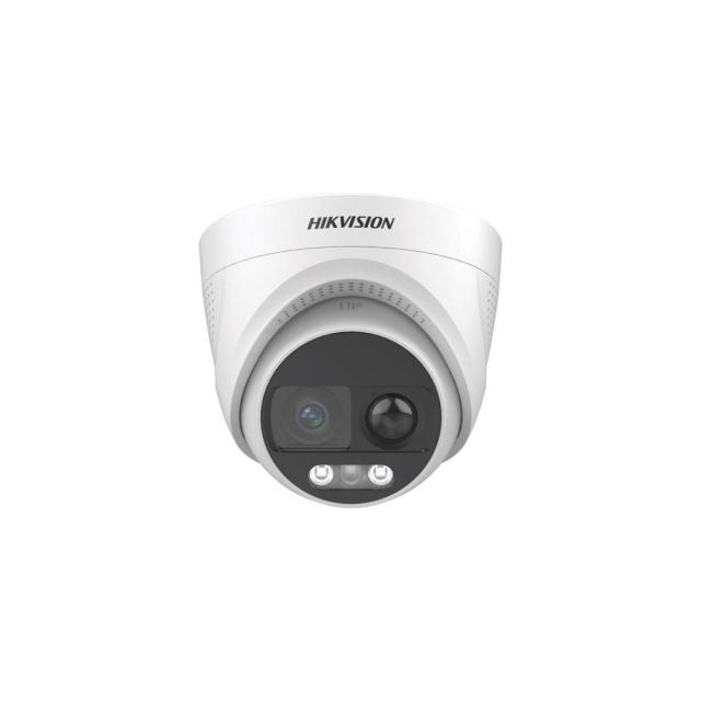 Camera supraveghere Dome ColorVu HikVsion DS-2CE72KF3T-PIRXO-2.8MM, 3K, 2.8 mm, lumina calda 20 m, PIR, sirena, stroboscop, difuzor incorporat